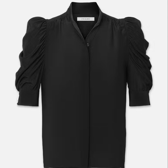 Frame Denim Other - Frame Black Silk Puff Sleeve Blouse